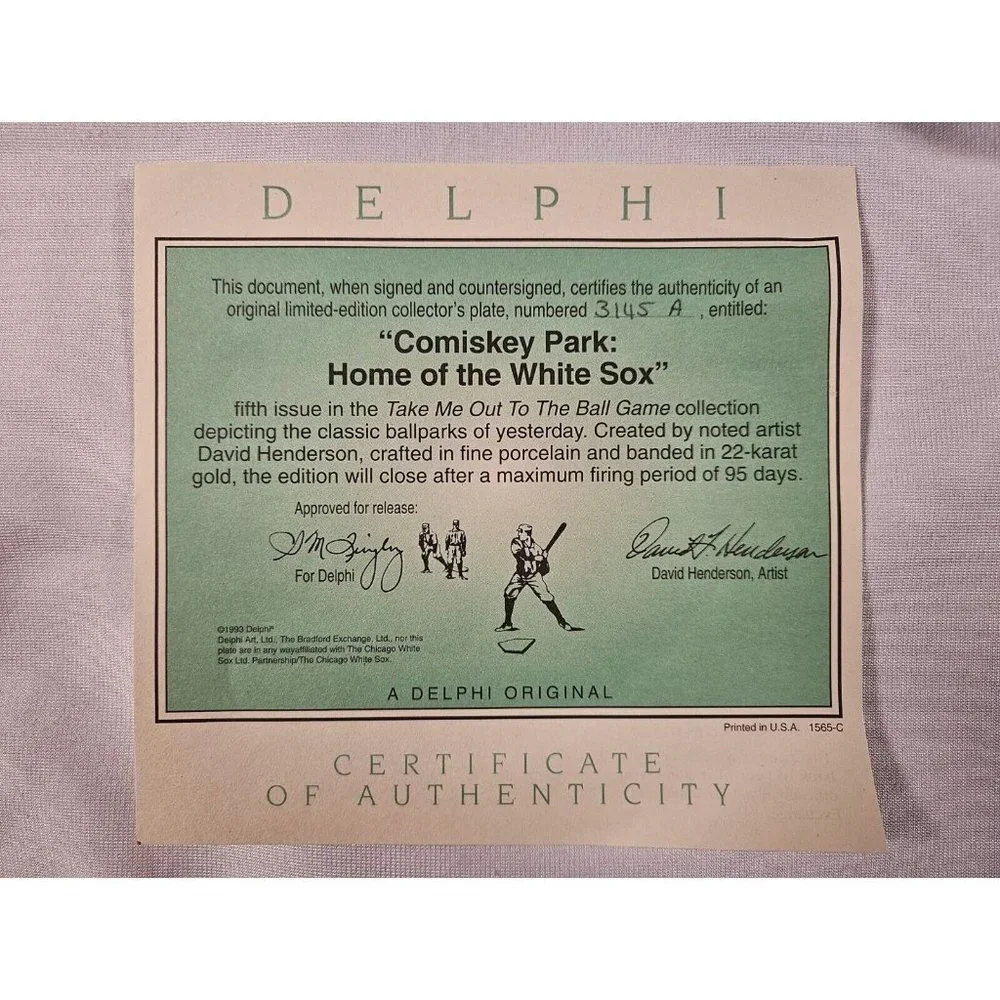 Comiskey Park - Take Me‎ Out to the Ball Game Bradford Plate - NIB (SH3U)